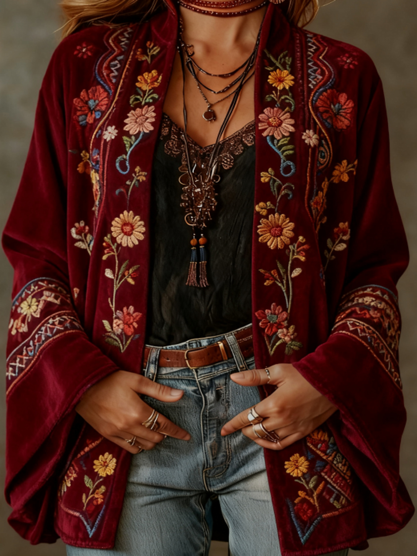 Printed women's coat in a selected color - Product view 1