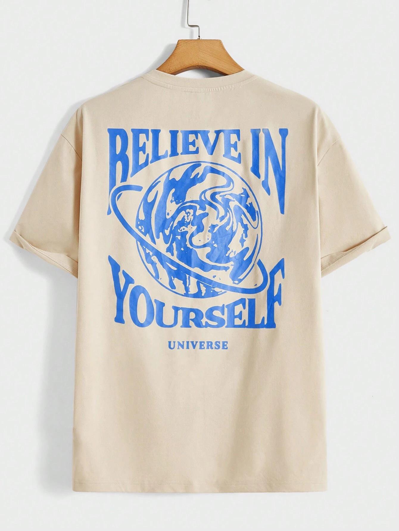 Men’s loose-fit cotton T-shirt with Believe in Yourself Universe graphic print - Product view 8