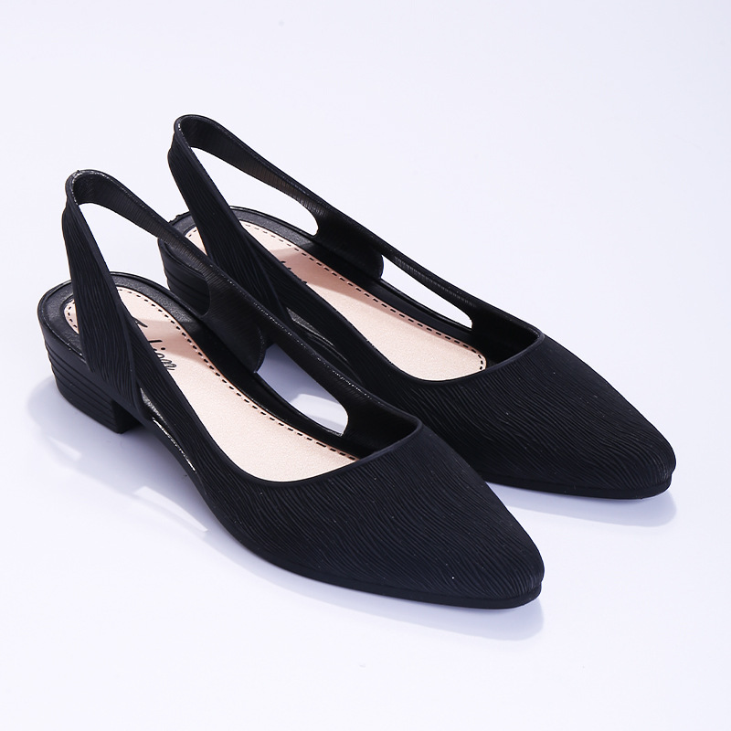 women's solid-color peep-toe low-heel sandals - Product view 2