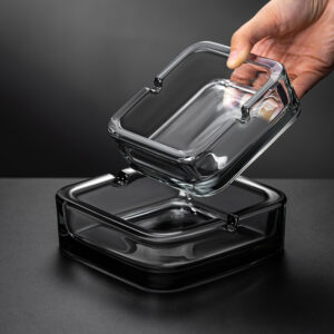 Square glass ashtray in a minimalist design - Main product view