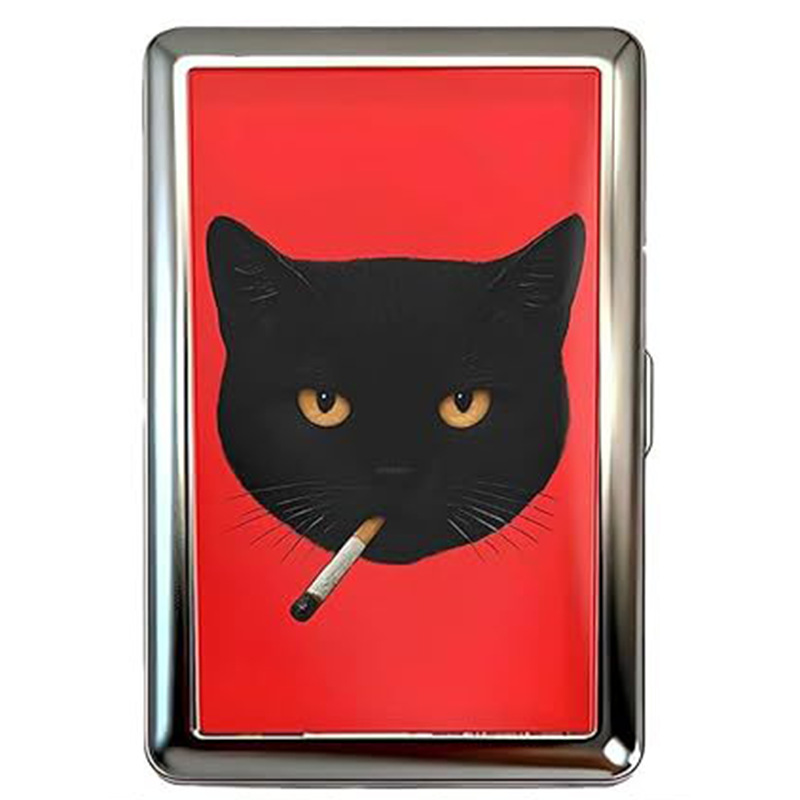 Retro aluminum cigarette case and cardholder with decorative print - Product view 9