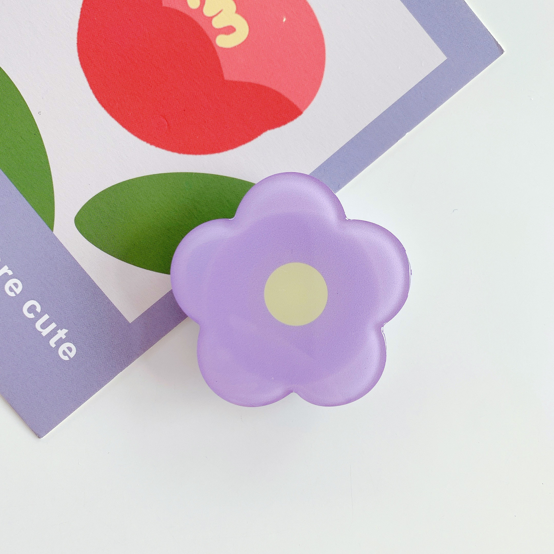 Small flower epoxy-style airbag phone holder bracket in a selected color - Purple