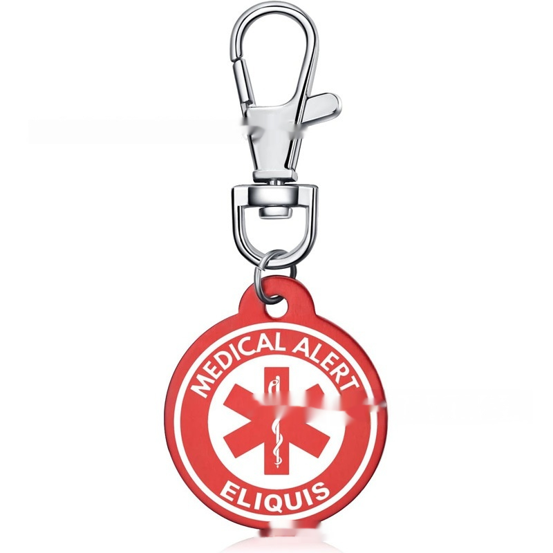 Personalized aluminum alloy medical alert keychain in a modern artistic style - Product view 6