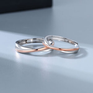 Matching adjustable twin knot couple rings for men and women - Main product view