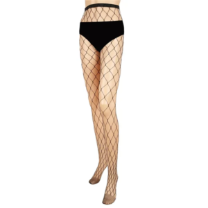 Women’s black stretch fishnet tights with open mesh pattern - Main product view