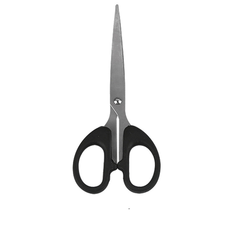 Silver and black paper-cutting scissors with plastic handle - Product view 3