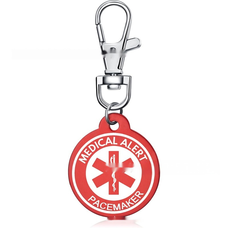 Personalized aluminum alloy medical alert keychain in a modern artistic style - Product view 2