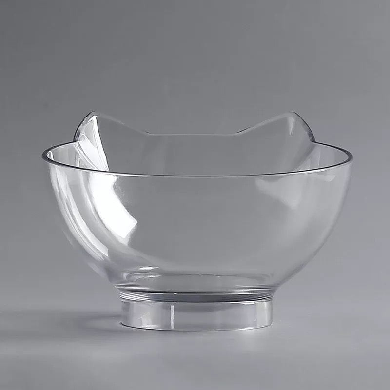 Elevated transparent double cat food bowl with 15-degree tilted opening and anti-skid base - Product view 6