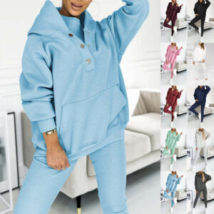 Women's three-piece sportswear set with hooded sweatshirt, vest and slim trousers - Main product view
