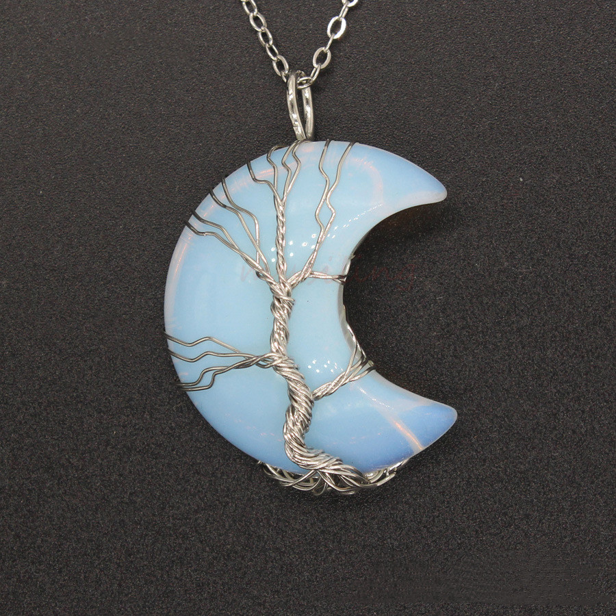 Moon Tree of Life crystal-style stone pendant necklace - Product view 10