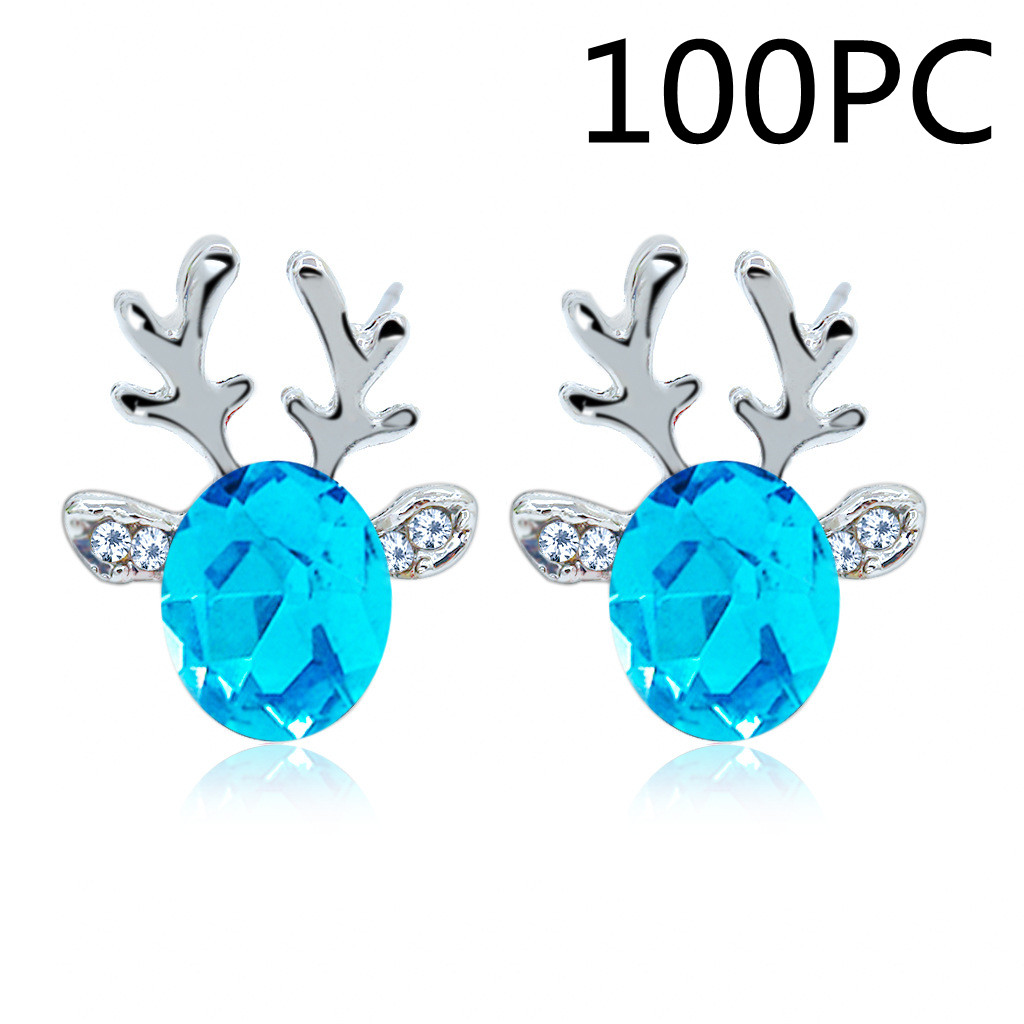 Colorful geometric antler-style alloy earrings with gem-style detailing - Product view 1