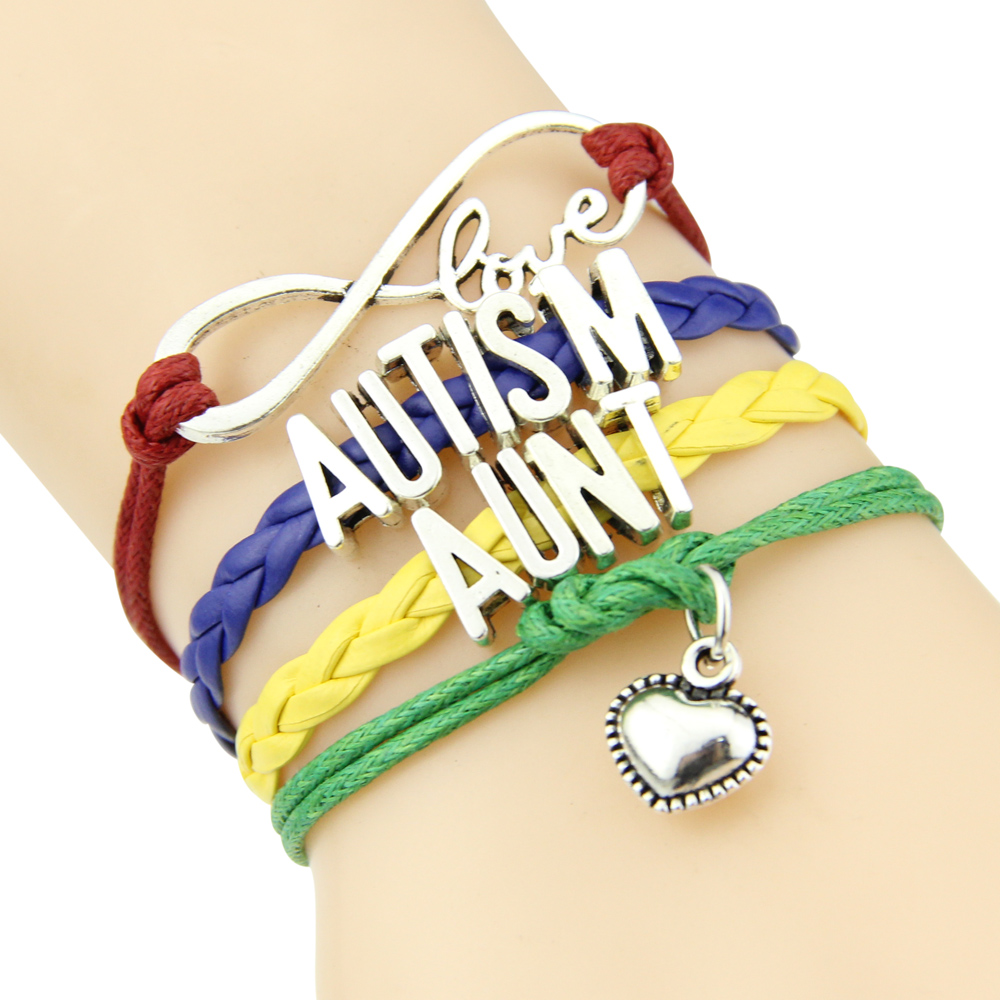 Unisex braided alloy bracelet with family letter text - Main product view