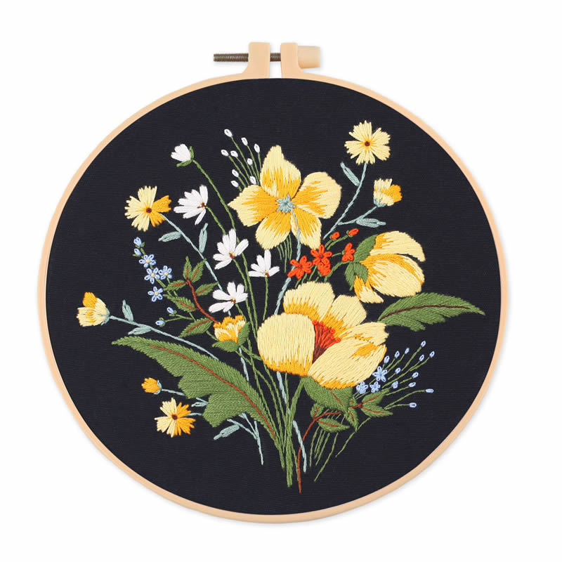 Floral cotton-linen embroidery DIY material kit with fabric components - Product view 13