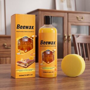 100 ml wood furniture polishing agent bottle with sponge - Main product view