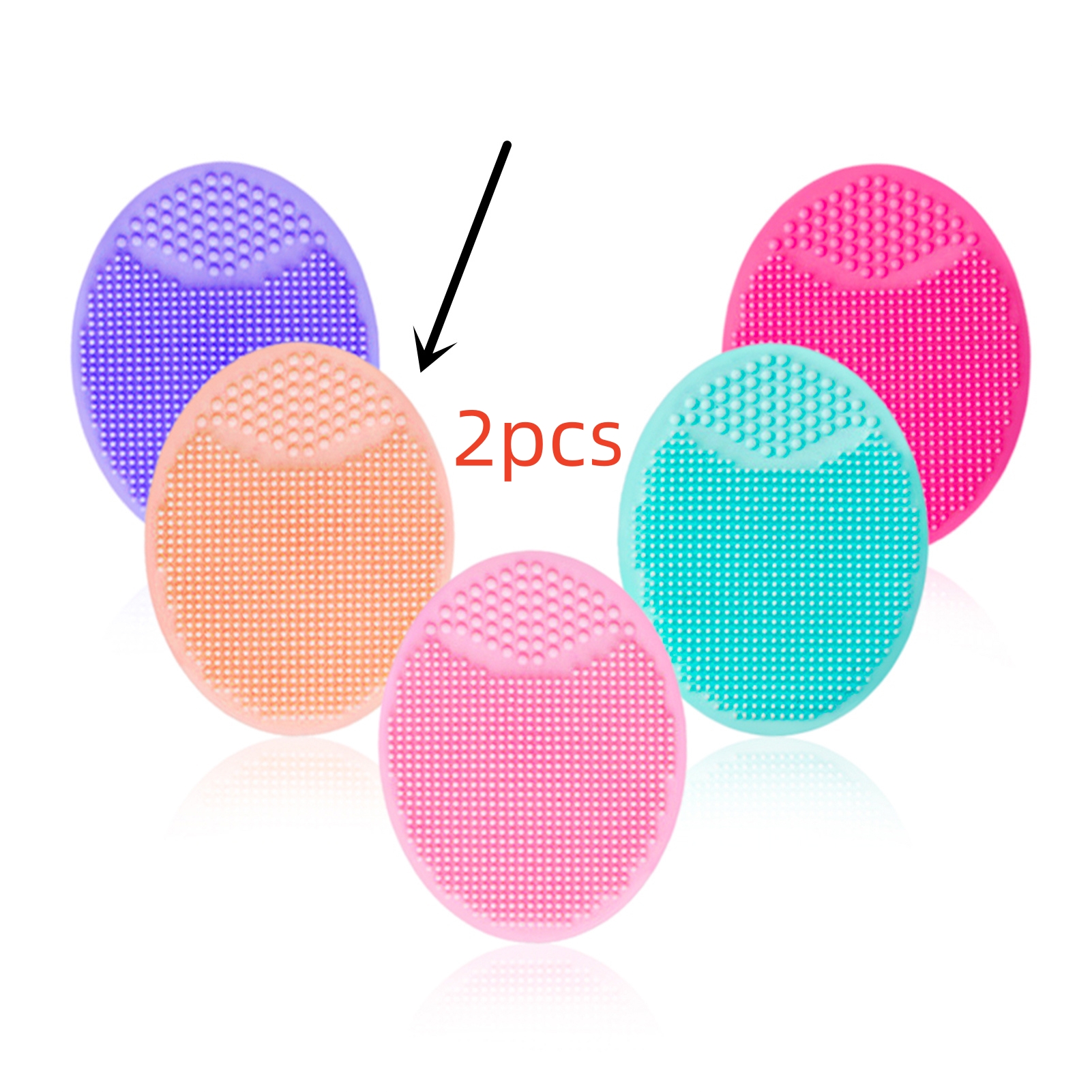 Soft silicone oval facial cleansing brush and massage tool - Product view 7