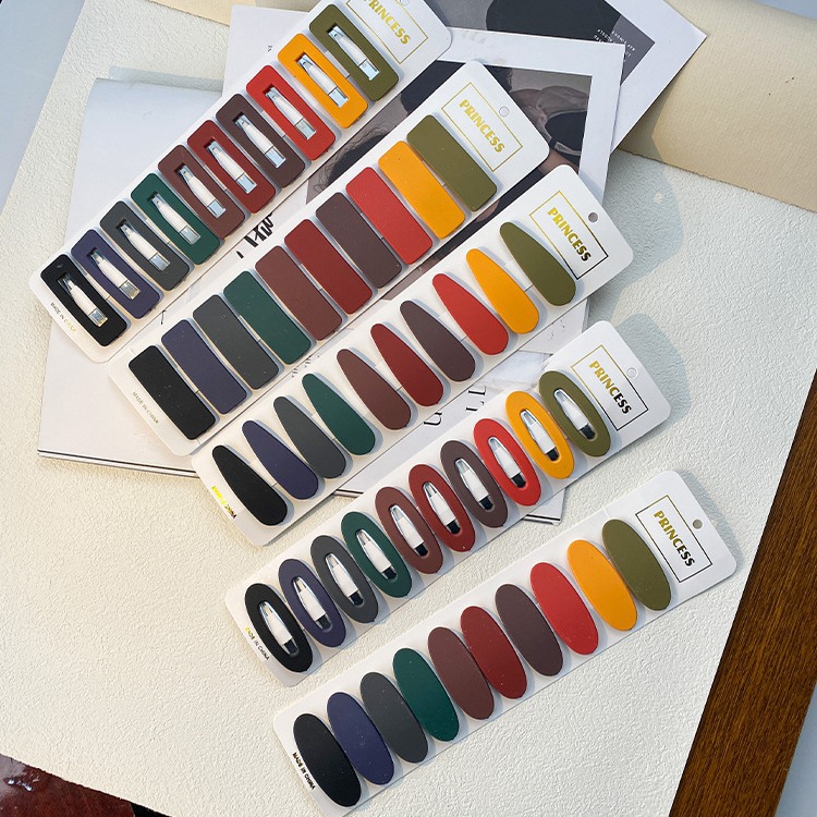 10-piece frosted square hair clip set in assorted colors - Main product view