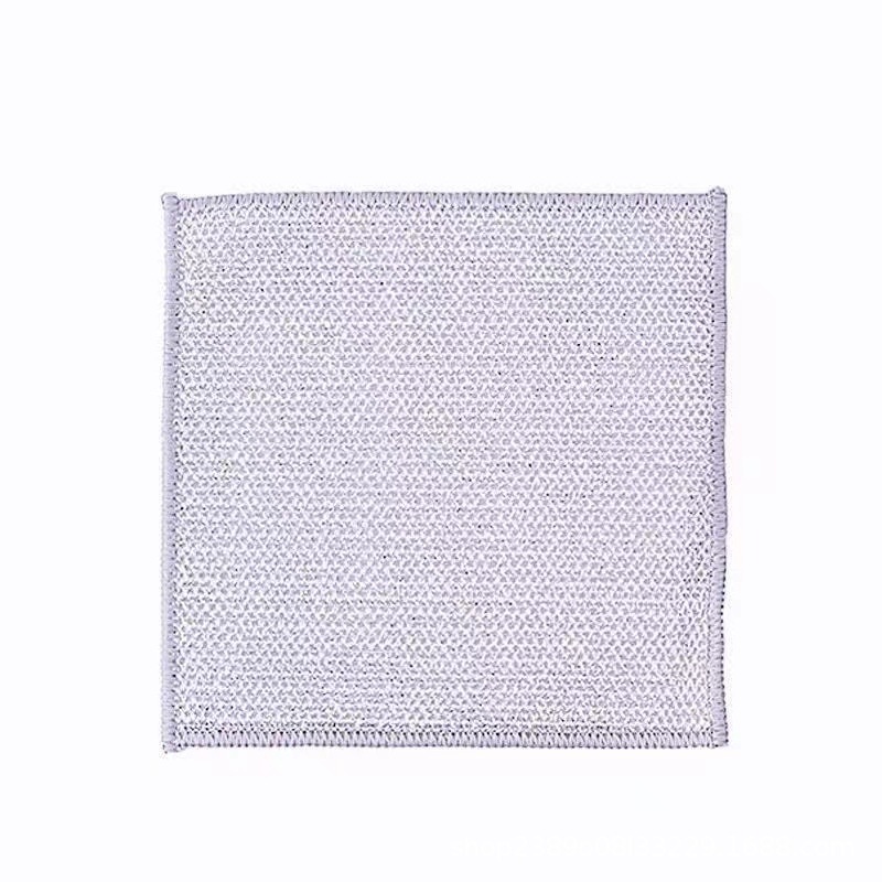 Steel Wire Rag Mesh Dishcloth Oil-free - Product view 3 Silver plaid nylon mesh dishcloth for pots and bowls - Product view 3