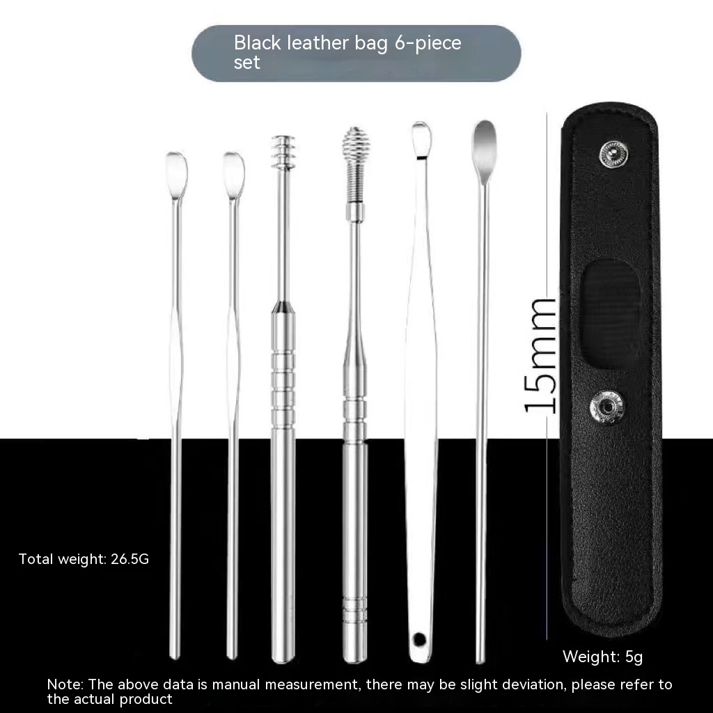 Six-piece stainless steel ear pick set in assorted colors - Product view 14