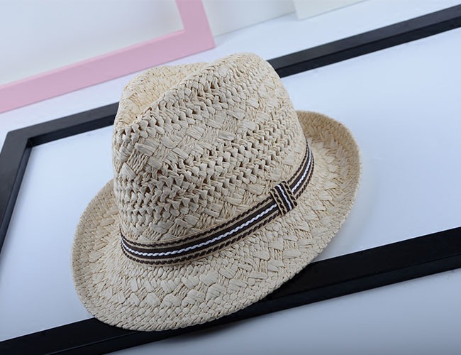 Parent and child papyrus straw summer hats in beige and khaki - Beige-52to54cm