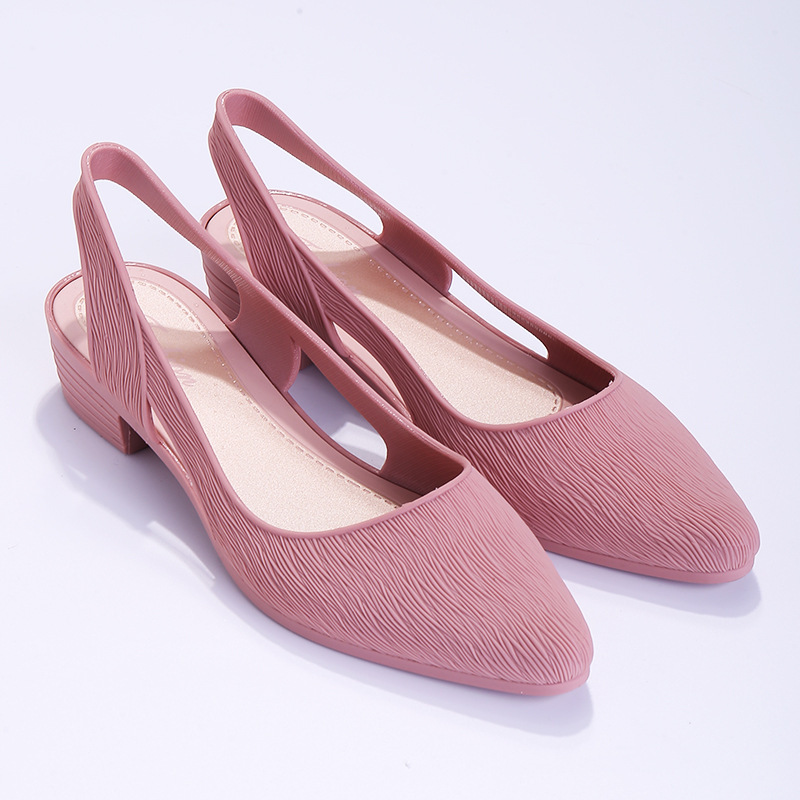 women's solid-color peep-toe low-heel sandals - Product view 9