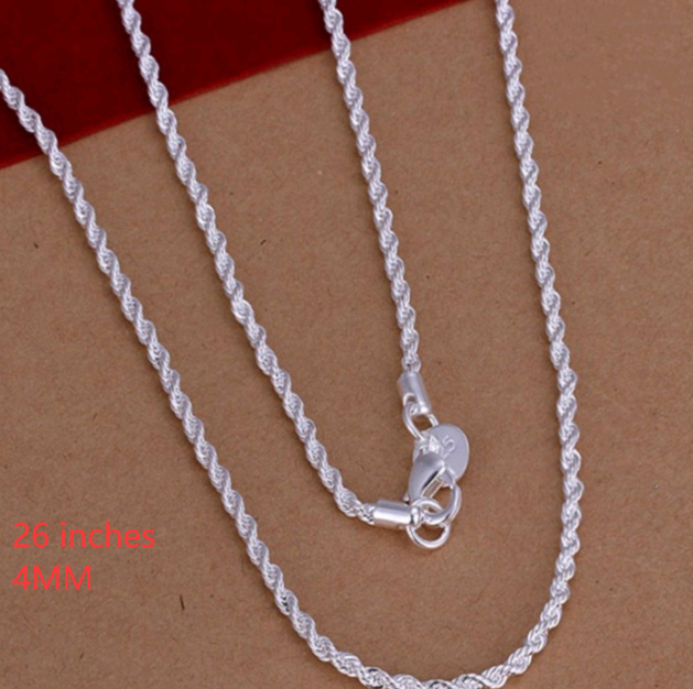 Silver-tone stainless steel twisted rope chain necklace - Product view 3