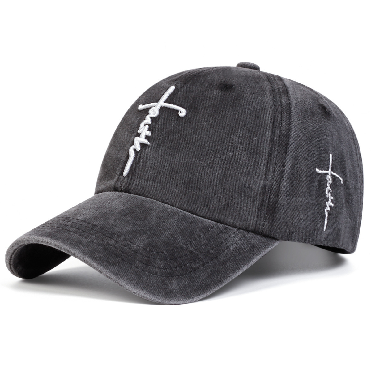 Adjustable embroidered faith cross baseball cap in a unisex adult style - Product view 7