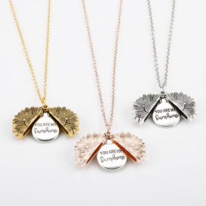 Sunflower double-lettering pendant necklace with extended chain - Main product view
