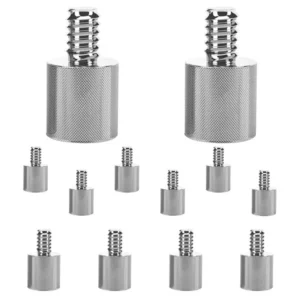 12-pack silver 5/8-inch female to 1/4-inch male microphone stand adapters - Main product view
