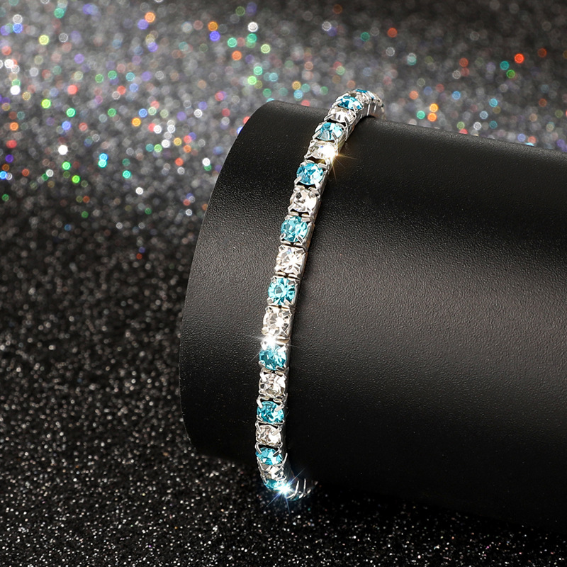 Women's single-row geometric rhinestone bracelet in a selected color - Product view 3