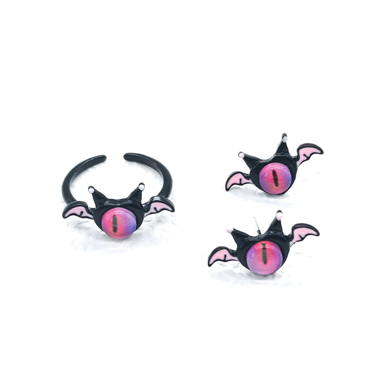 Bat monster ring and stud earrings set - Product view 2