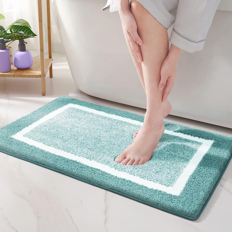 Solid color square polyester bathroom carpet in a modern simple design - Product view 1