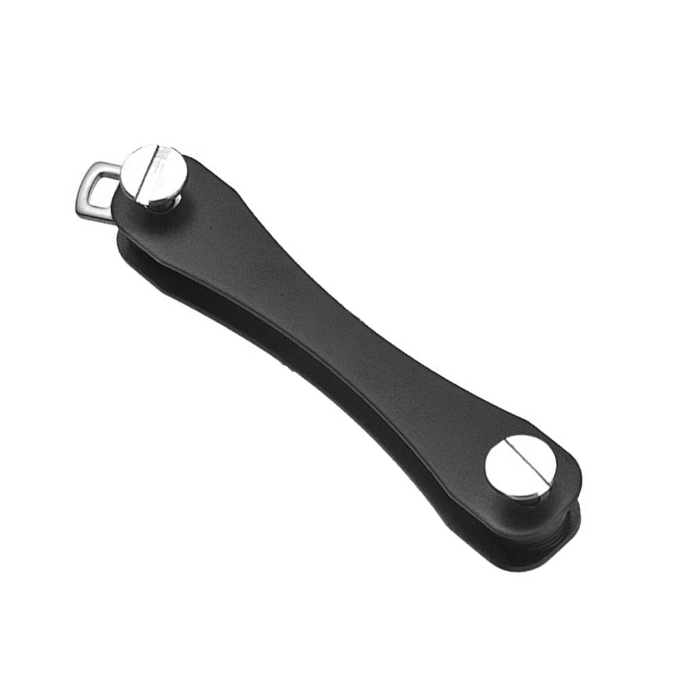 Compact metal key holder keychain in a modern square design - Product view 5