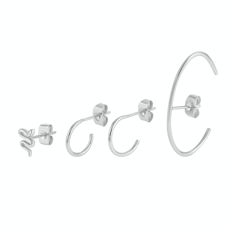 Women’s Geometric Flower Shaped Diamond Earrings Set - Product view 1 Women's gold-tone geometric flower-shaped earrings set - Product view 1