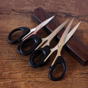 Silver and black paper-cutting scissors with plastic handle - Main product view