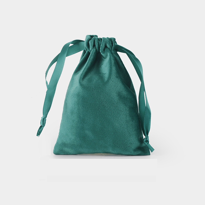 Dark green flannel jewelry bundle pocket - Main product view