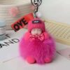 Sleeping doll plush fox fur backpack keychain pendant - Main product view