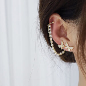 Two butterfly ear bone clip earrings in an alloy one-piece design - Main product view