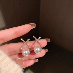 Women’s alloy fashion earrings with pearl, geometric, floral and crystal-style designs - Main product view