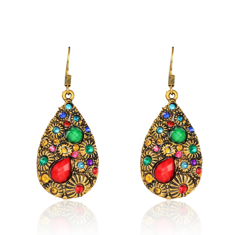 Retro colorful electroplated water-drop earrings - Product view 4