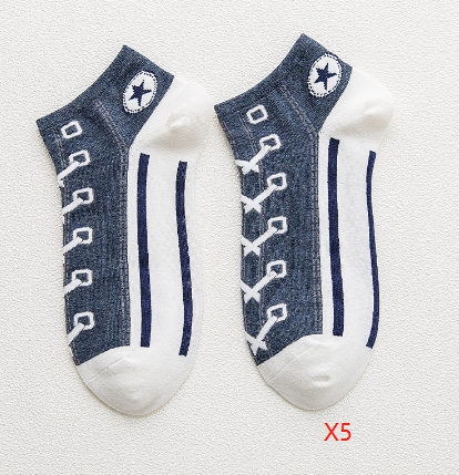 Breathable combed cotton boat socks in assorted colors - Product view 15
