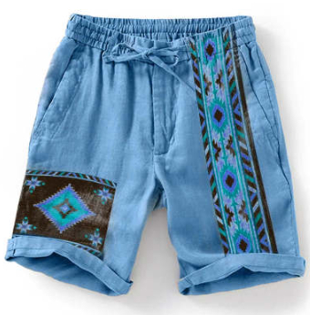Men's color block drawstring casual shorts - Product view 2