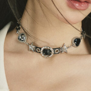 Women's necklace with heart, butterfly and five-pointed star pendant - Main product view