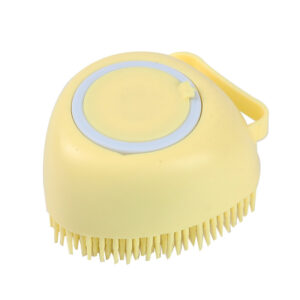 Silicone dog bath and massage brush in blue, pink, or yellow - Main product view
