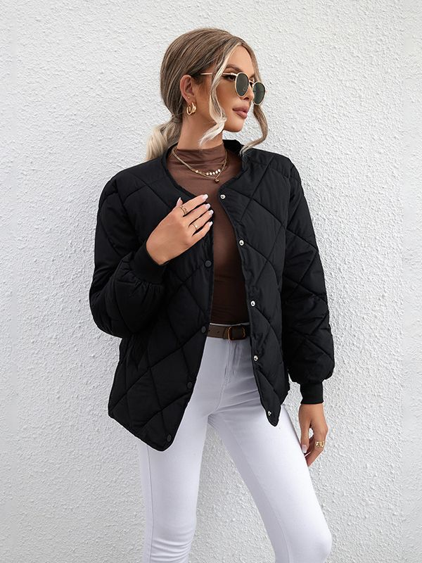 Light diamond-check casual coat in a neutral color - Main product view