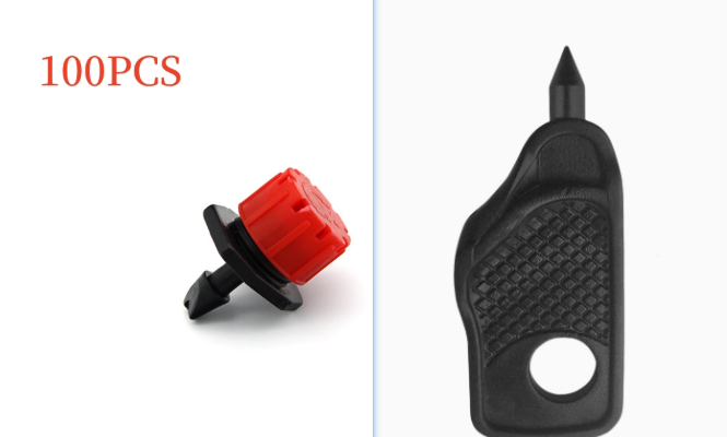 Red adjustable-flow drip irrigation dripper with detachable sprinkler - Product view 4