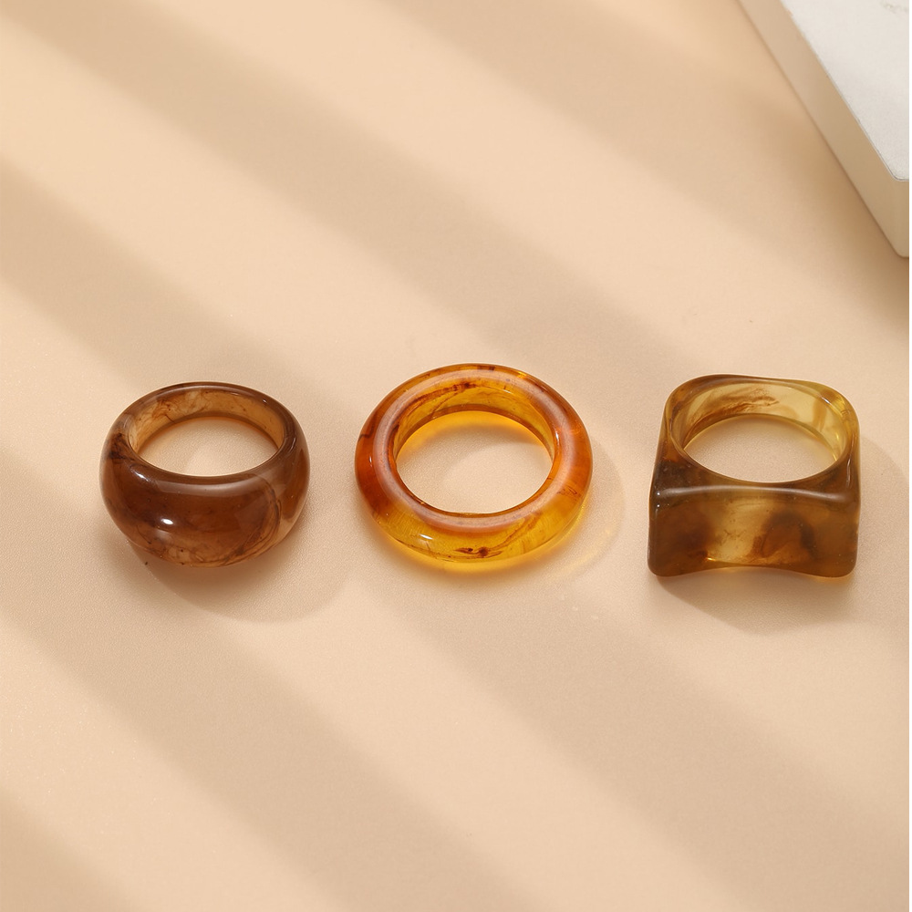 Women’s geometric alloy ring set with resin detail - Product view 11