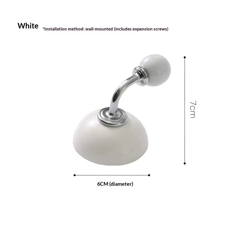 Creative ceramic single coat hook in a minimalist design - White