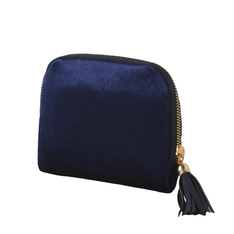 Portable clutch-style velvet jewelry storage bag in assorted colors - Product view 2