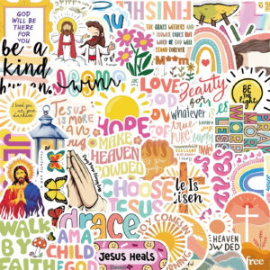 50-piece Jesus Christian graffiti sticker set with matte PVC designs - Main product view