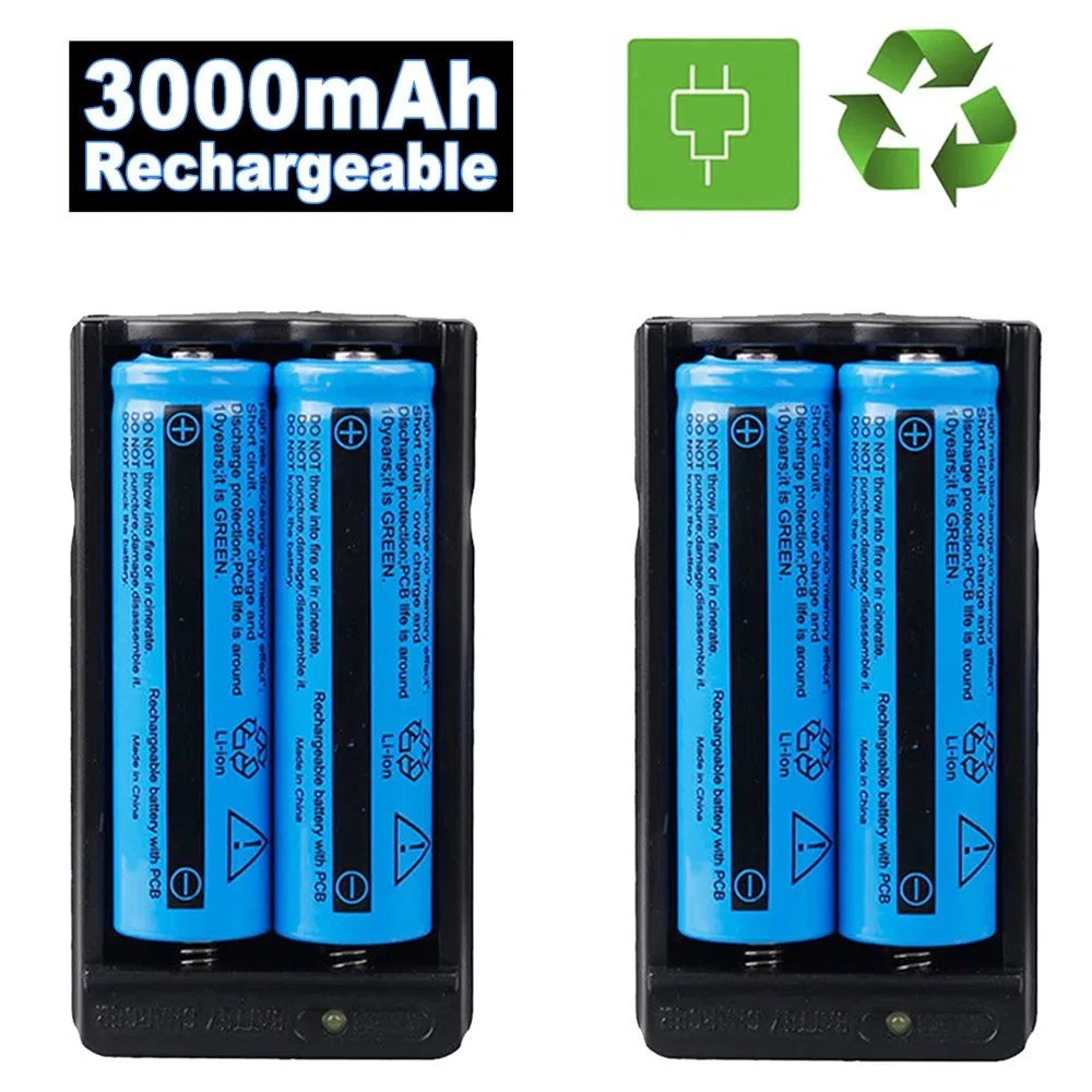 3000mAh 3.7V rechargeable Li-ion batteries with compact dual charger - Product view 8